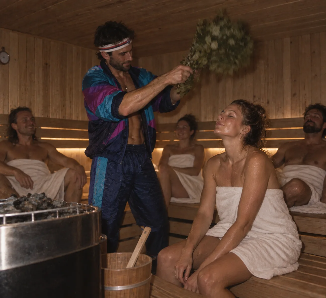 Sauna Club 1999 — švihání metličkou v sauně